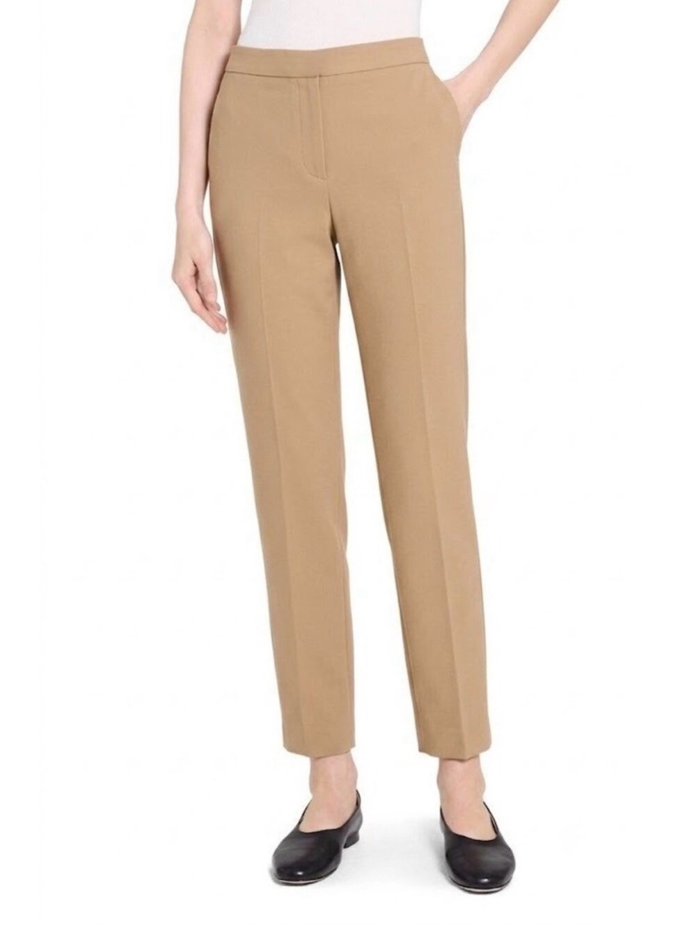 NWT Theory Tan Trecca Slim Crop Mid Rise Work Trouser Pants | Size 14